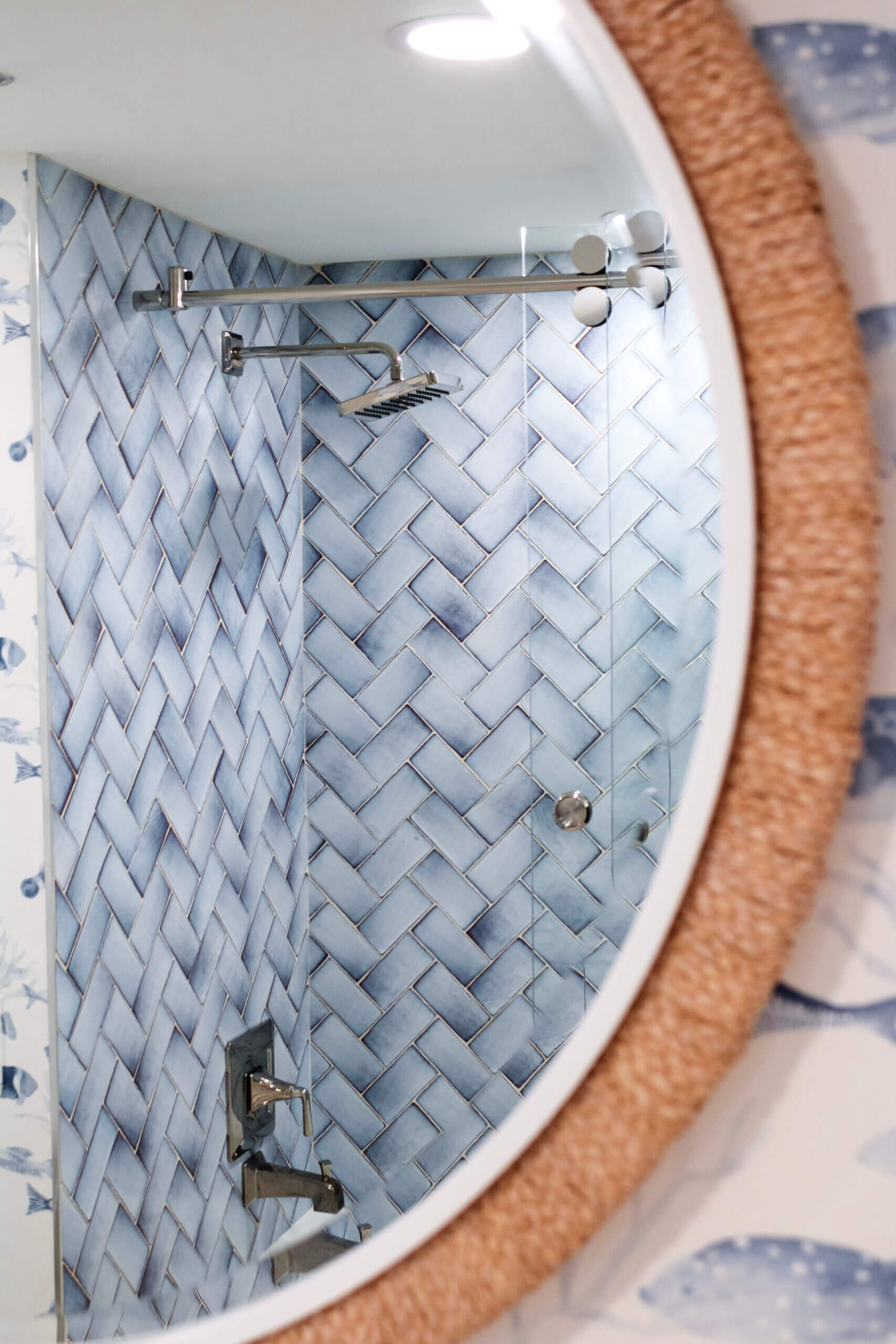 elegant mirror facing shower room